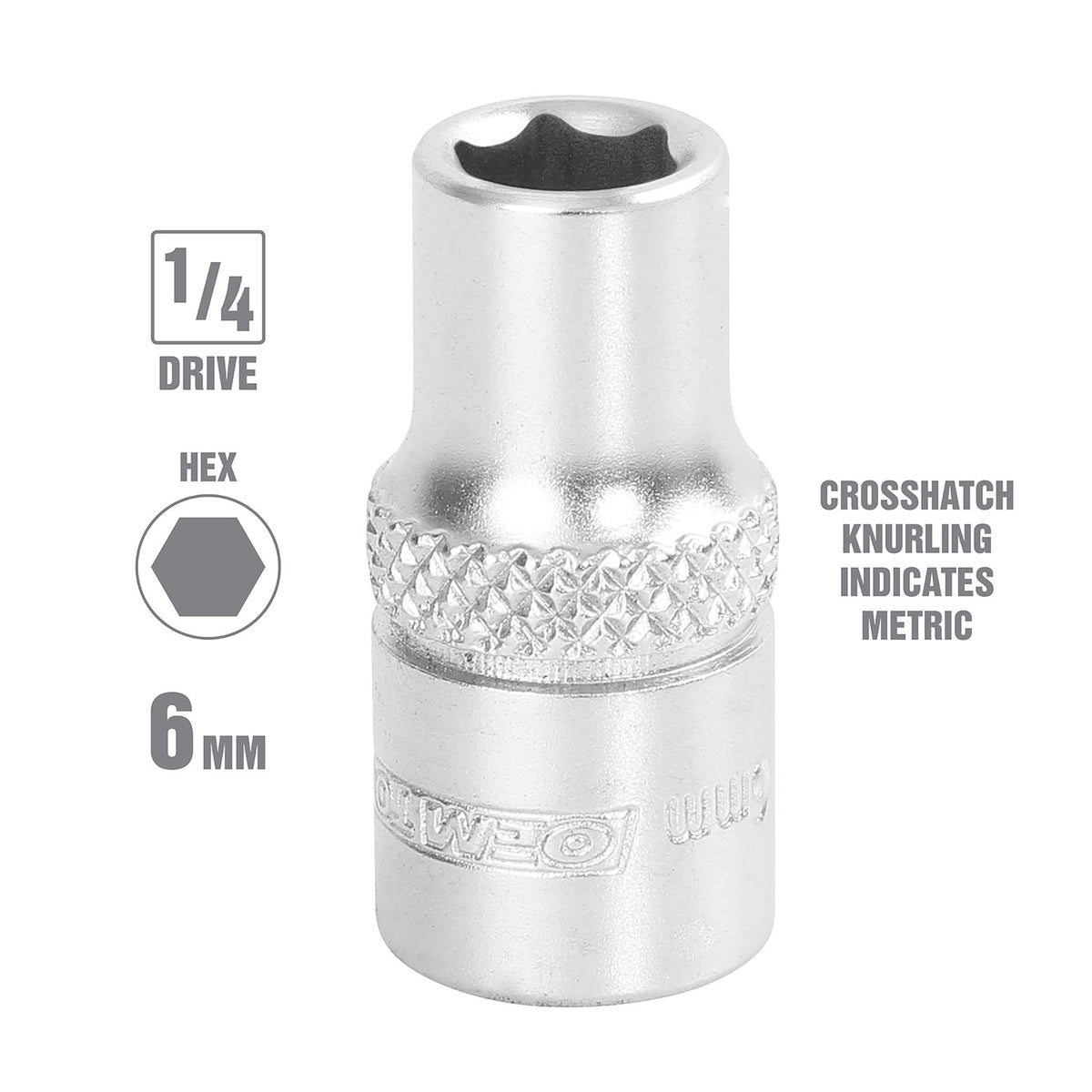 OEMTOOLS 22243 1/4 Inch Drive 6 Pt. Socket (6 mm) Additional Image 1