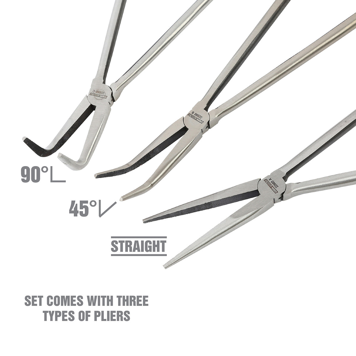 OEMTOOLS 22660 16 Inch Long Reach Long Nose Pliers Set - 3 Piece Additional Image 3