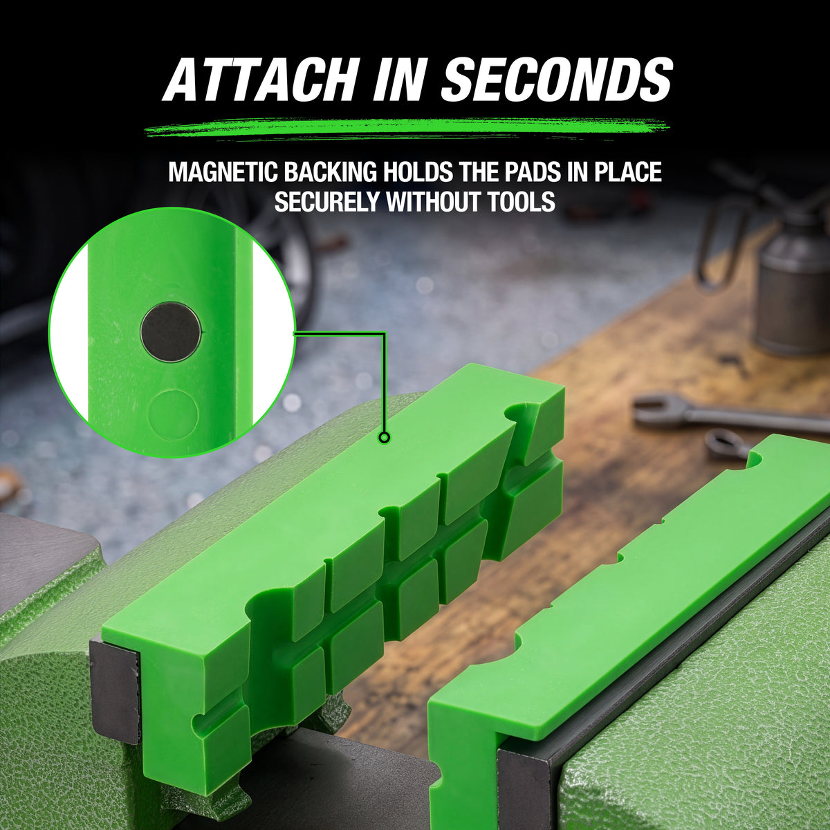 OEMTOOLS 24334 5in. Magnetic Multi-Groove Nylon Jaw Pad - Set of 2 Additional Image 3