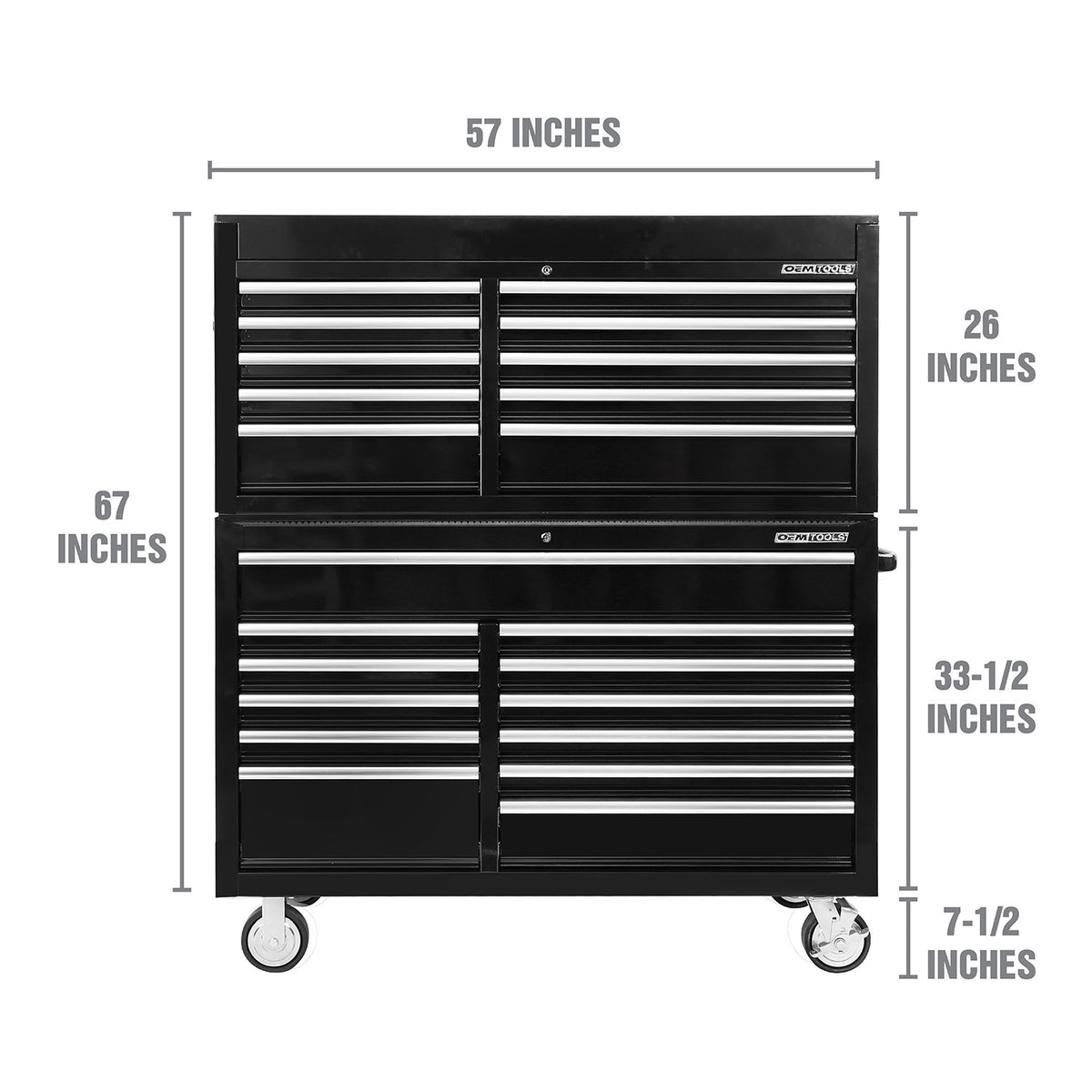 OEMTOOLS 24738 Professional Series 57 Inch Chest and Cabinet Set - Black Additional Image 1