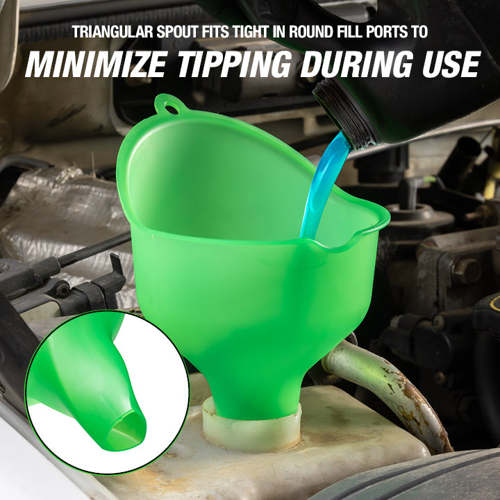 OEMTOOLS Vortex Funnel with triangular spout for stable, spill-resistant pouring into engine fill ports