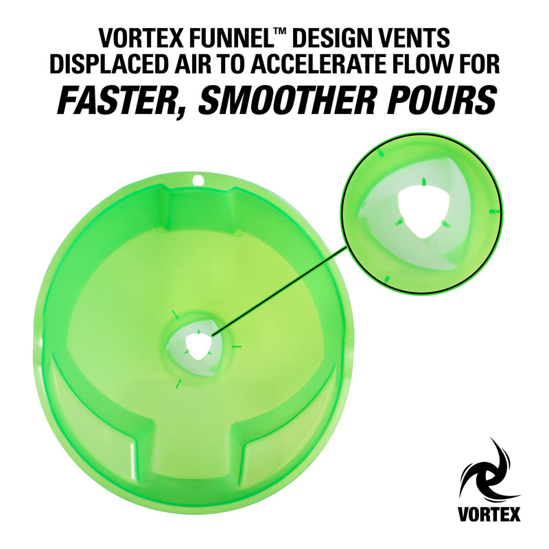 OEMTOOLS Vortex Funnel with internal vent design that improves airflow for faster, smoother pouring