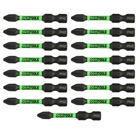 OEMTOOLS 26521 15 PK Extended Phillips #2 Impact Bit Set Main Image