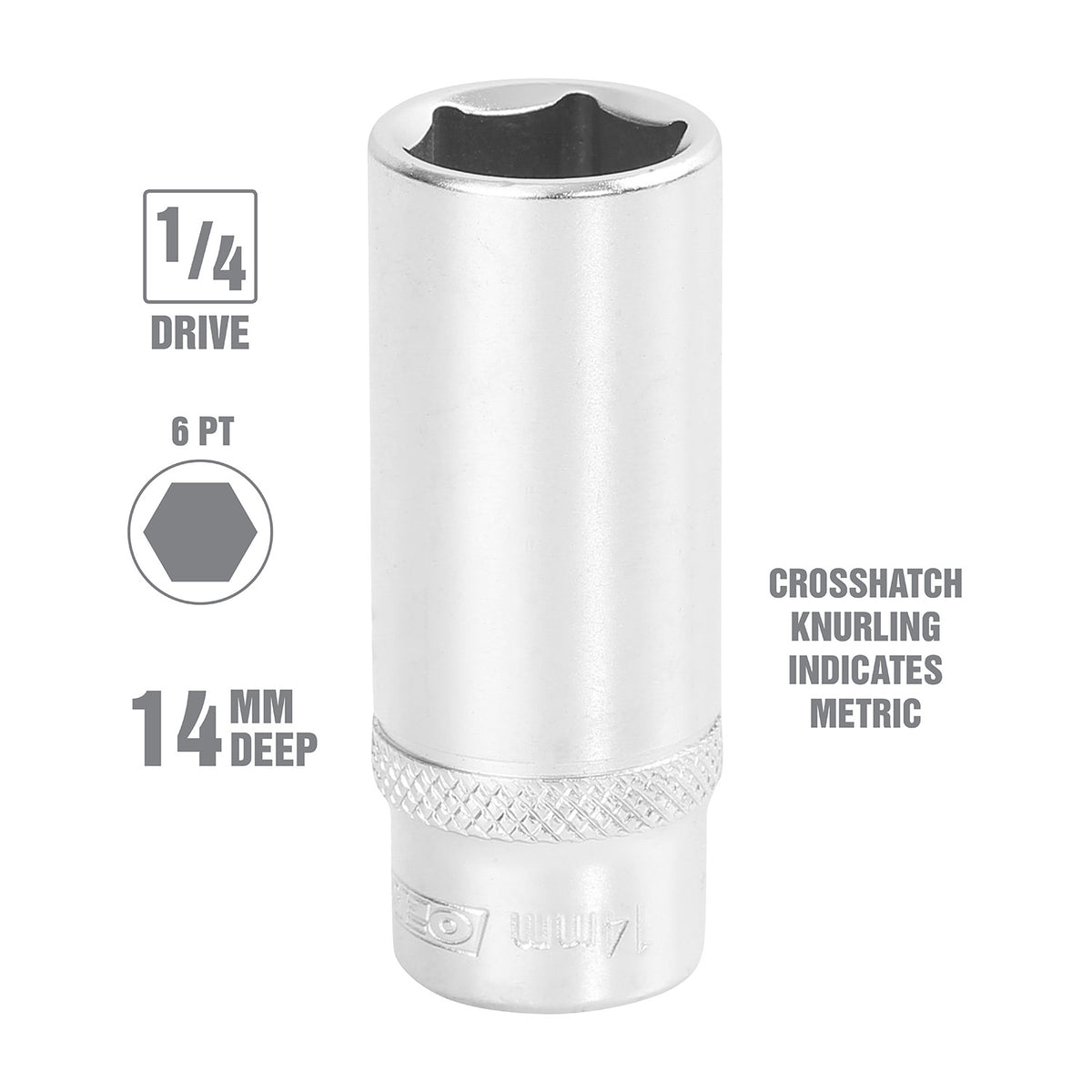 OEMTOOLS 22278 14 mm 1/4 Inch Drive Deep Socket Additional Image 1
